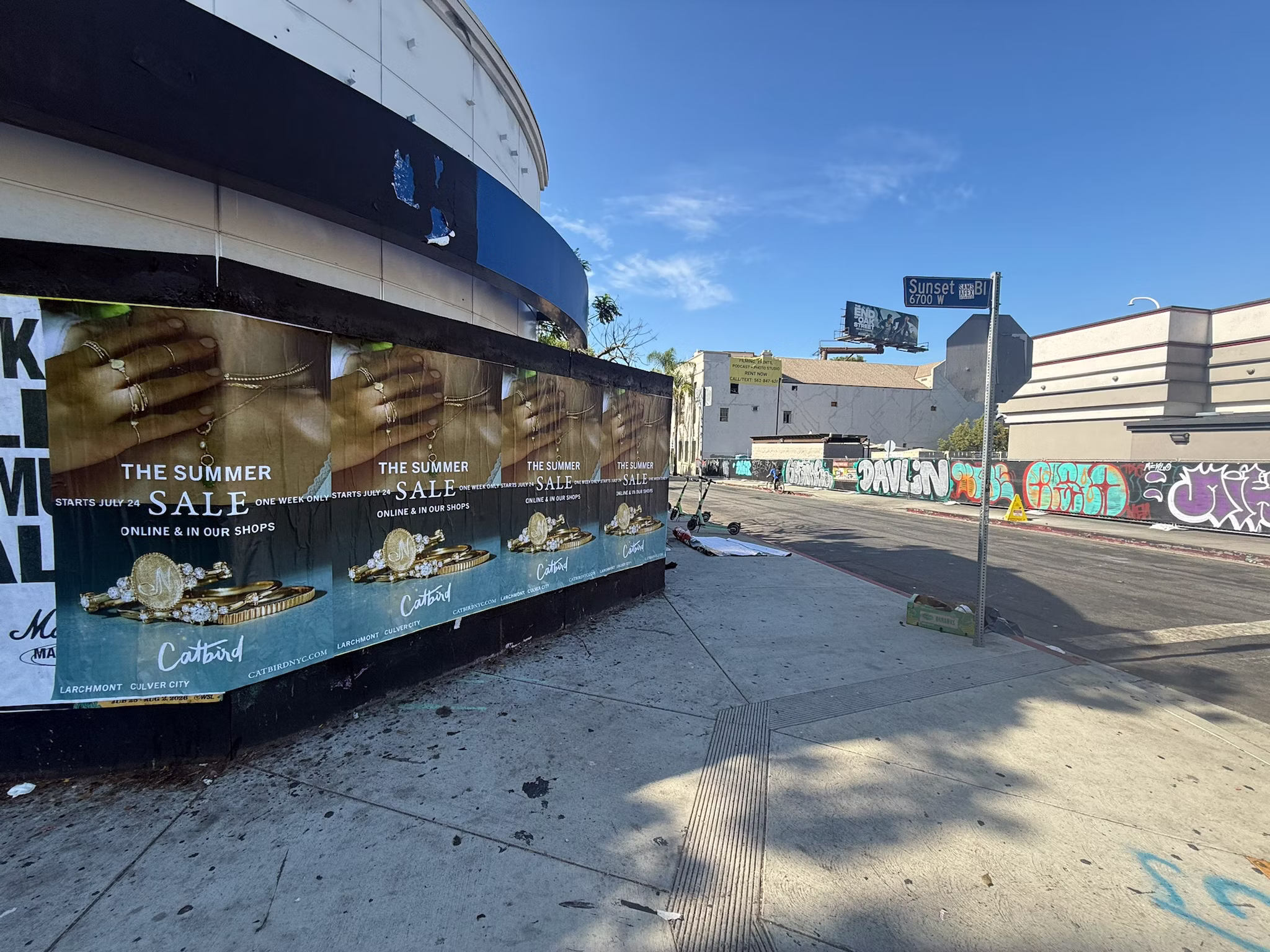 Catbird Summer Sale wild posting at 6750 Sunset Blvd