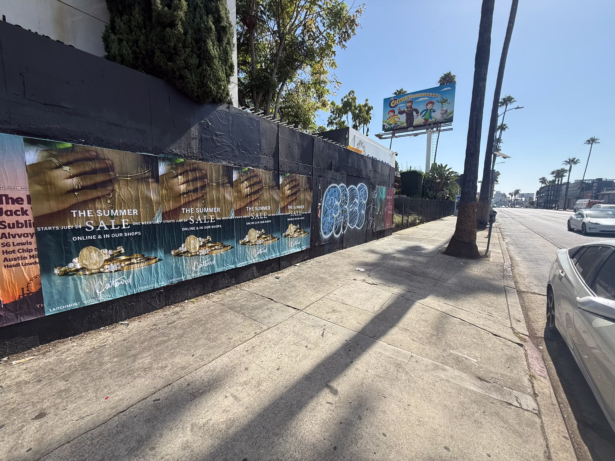 Catbird Summer Sale wild posting at 7201 Sunset Blvd