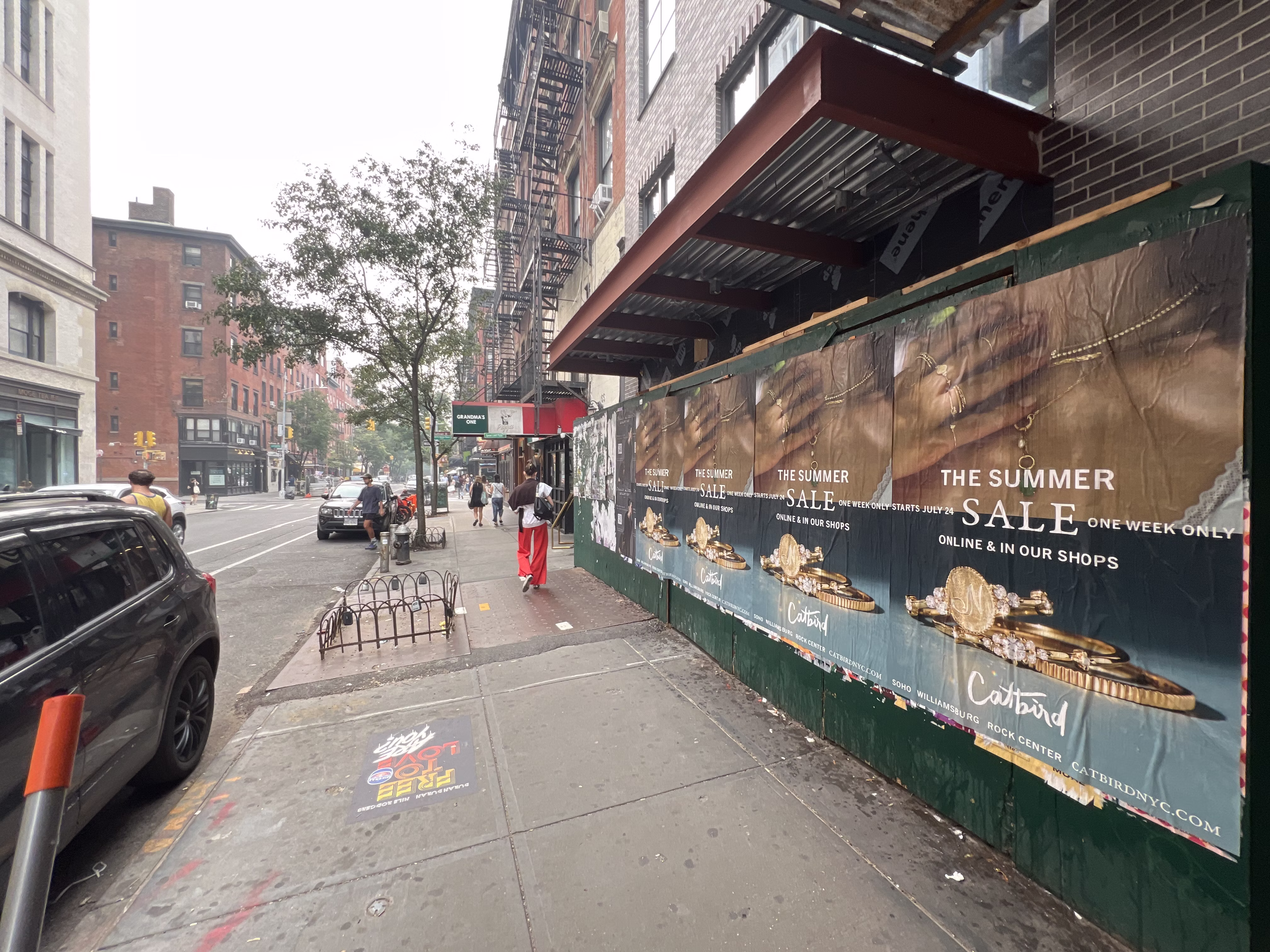 Catbird Summer Sale wild posting at 160 Bleecker St