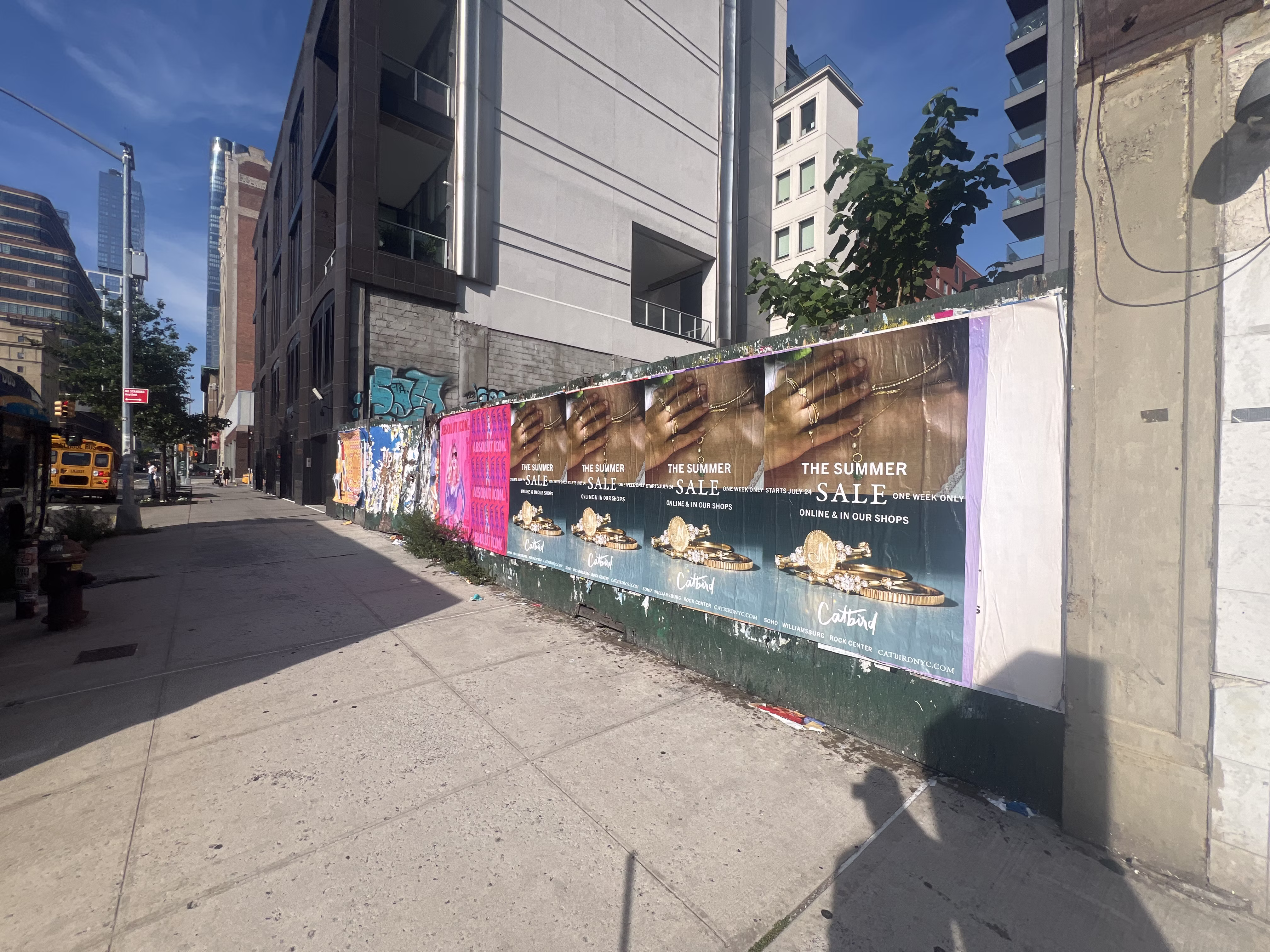 Catbird Summer Sale wild posting at Chelsea Waterside — 557 W 23rd St
