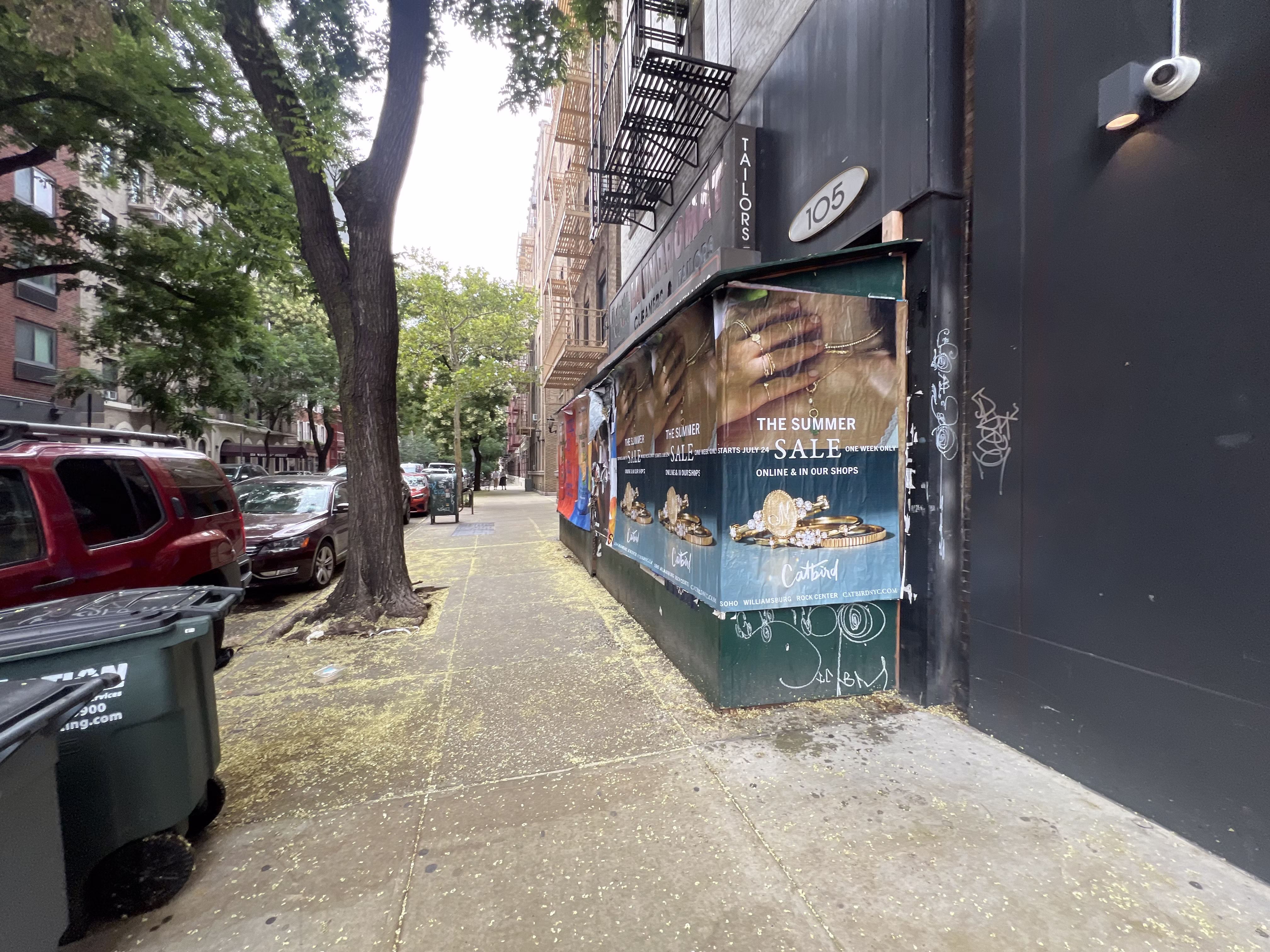 Catbird Summer Sale wild posting at 105 W 16th St